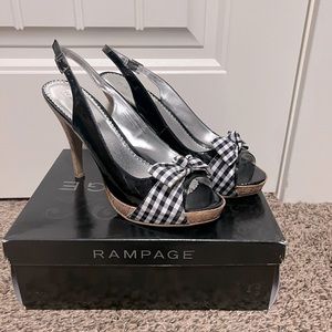Rampage Black and White Gingham Heels size 10